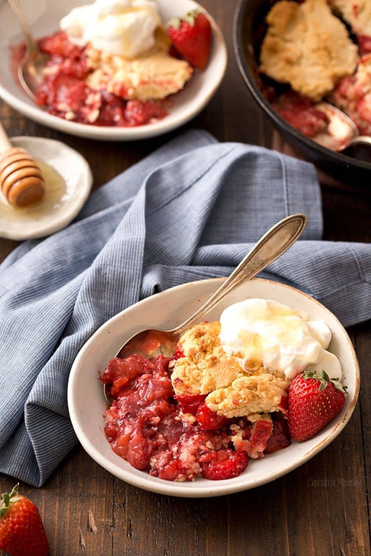 A bowl of strawberry cobbler&mdash;one of the best easy strawberry recipes.