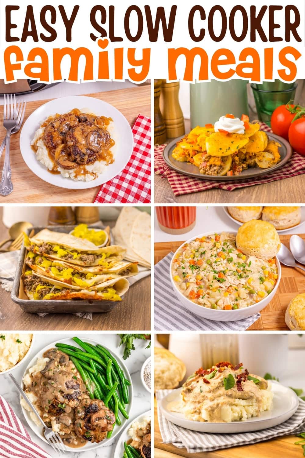 Six slow cooker meals.