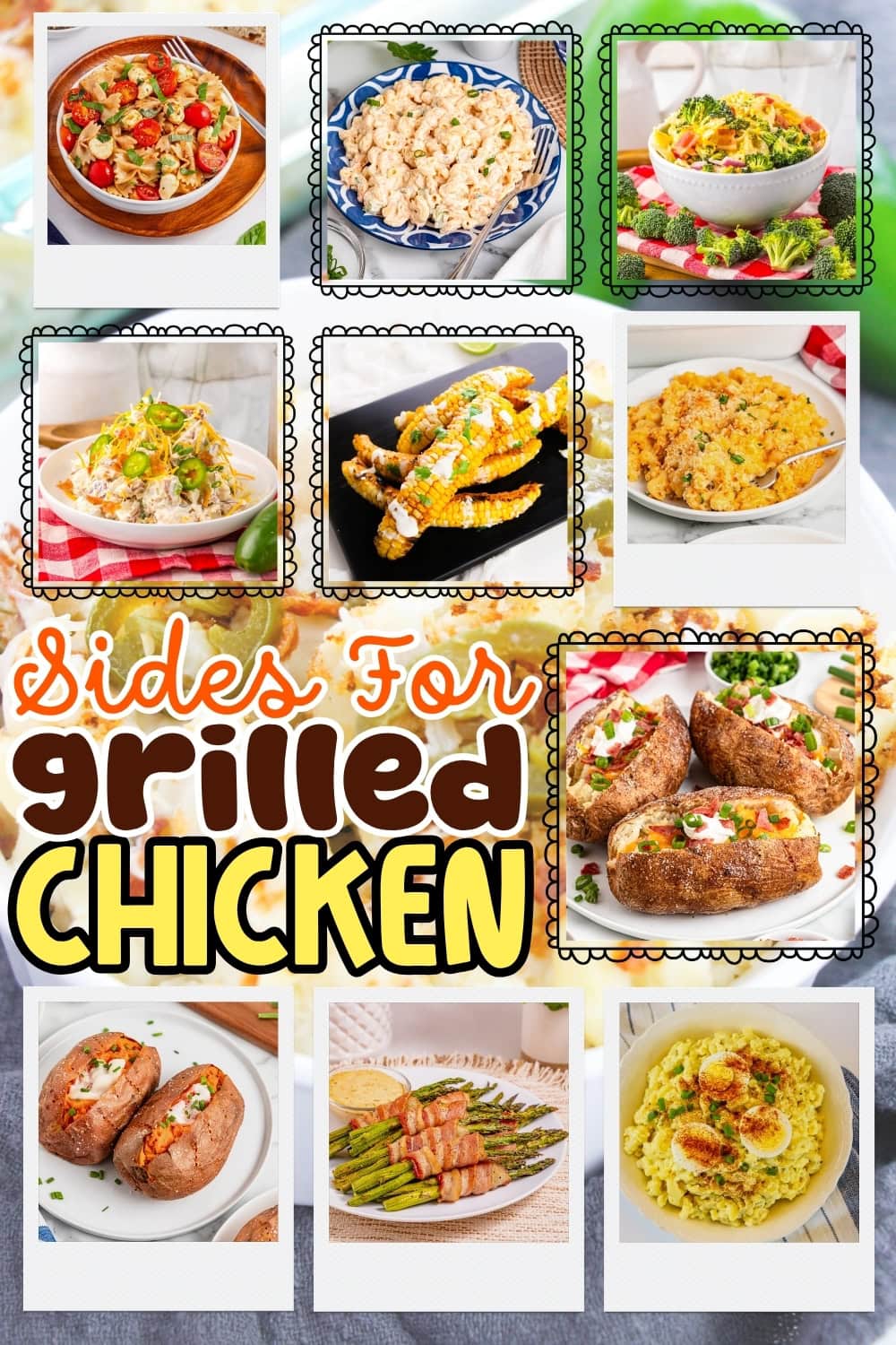 Various side dishes for grilled chicken.