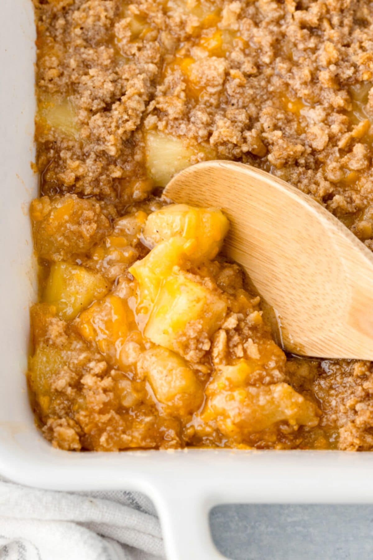 Pineapple casserole crumb topping—a sweet twist on classic pineapple recipes.