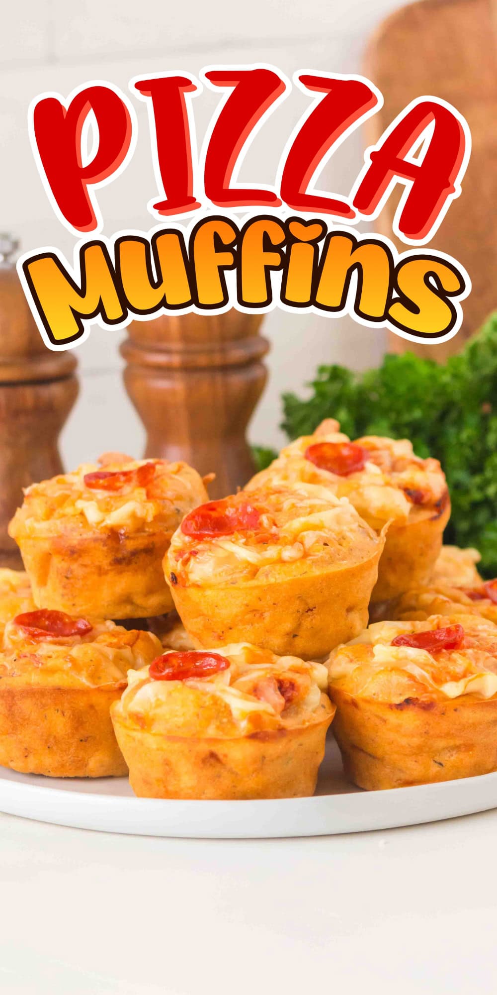 A plate of pizza muffins stacked.