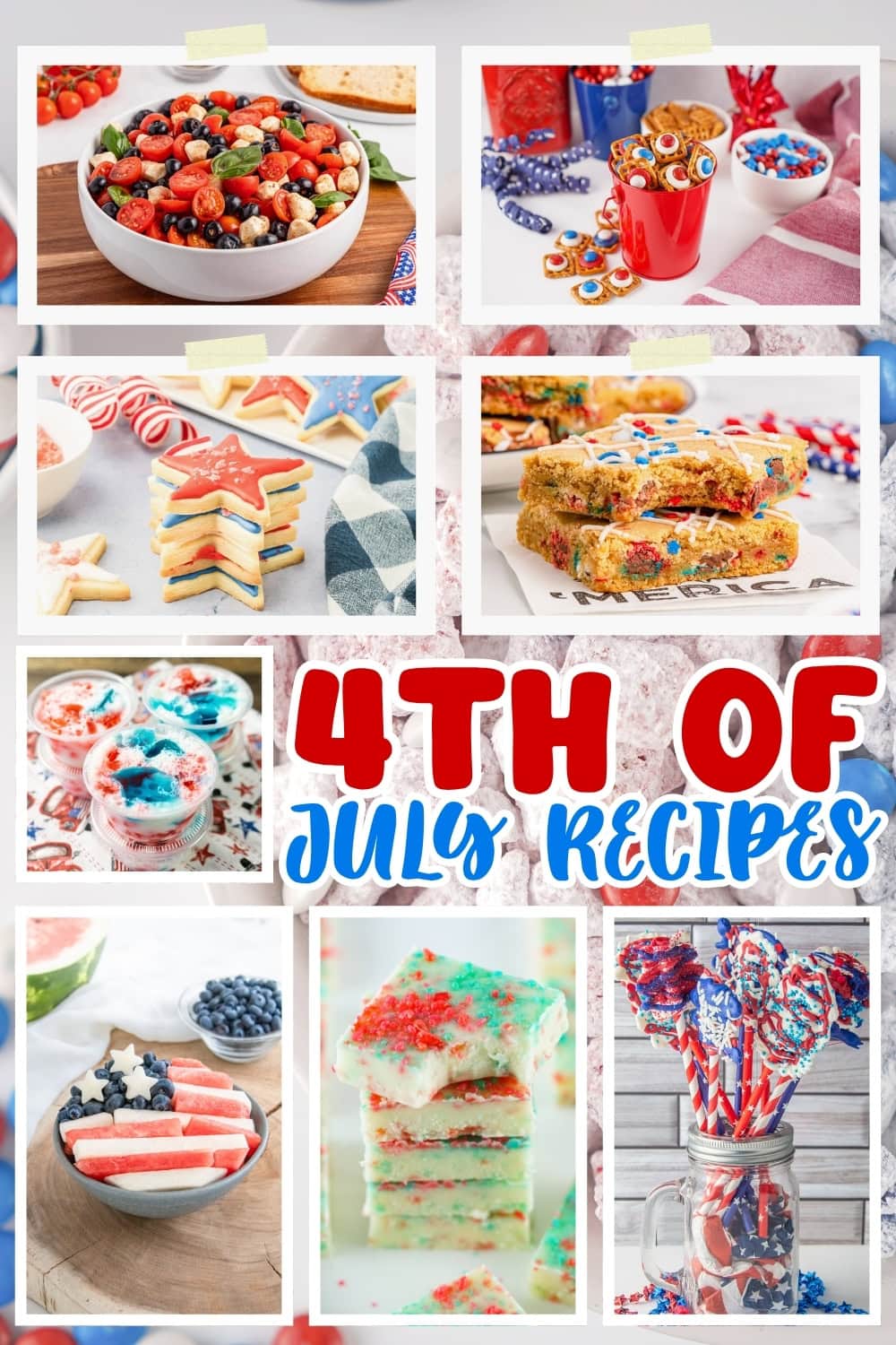 Festive red, white, and blue 4th of July themed desserts.