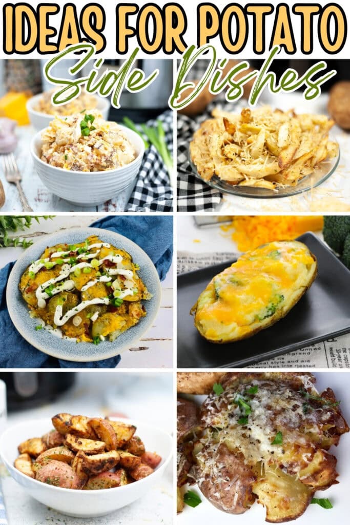 Different potato side dishes, including baked and roasted varieties.