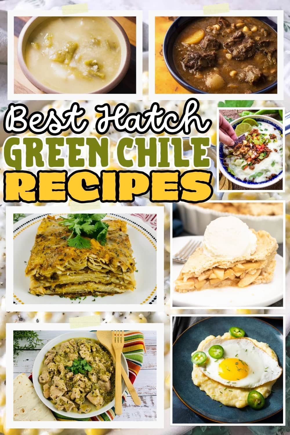 Various dishes featuring green chile.