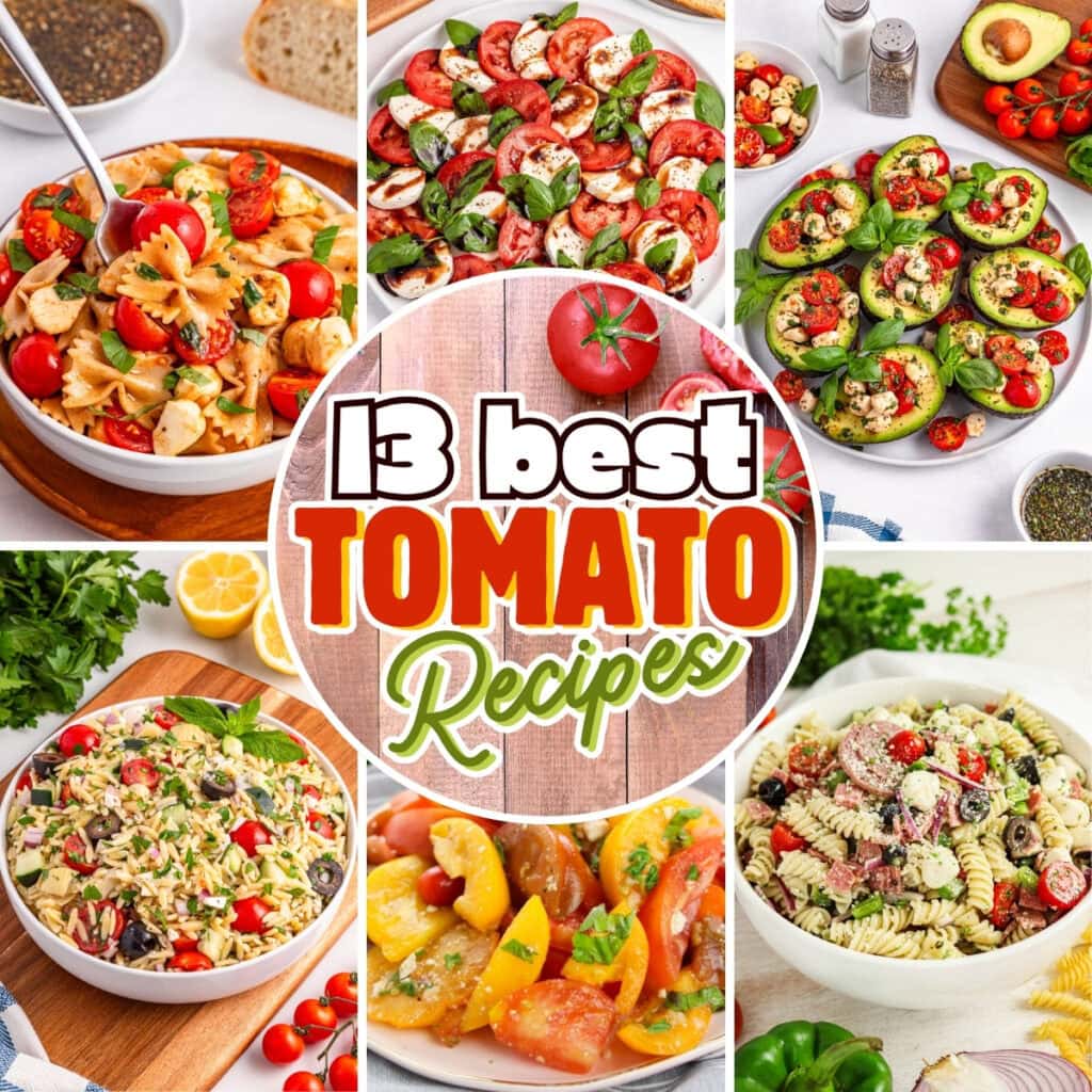 Colorful tomato dishes.