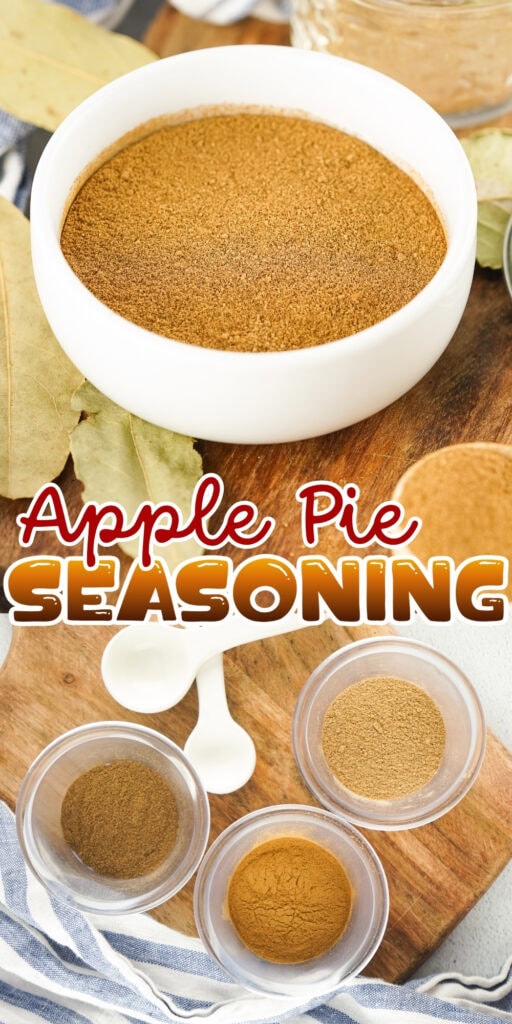 Bowl and cups of apple pie seasoning.