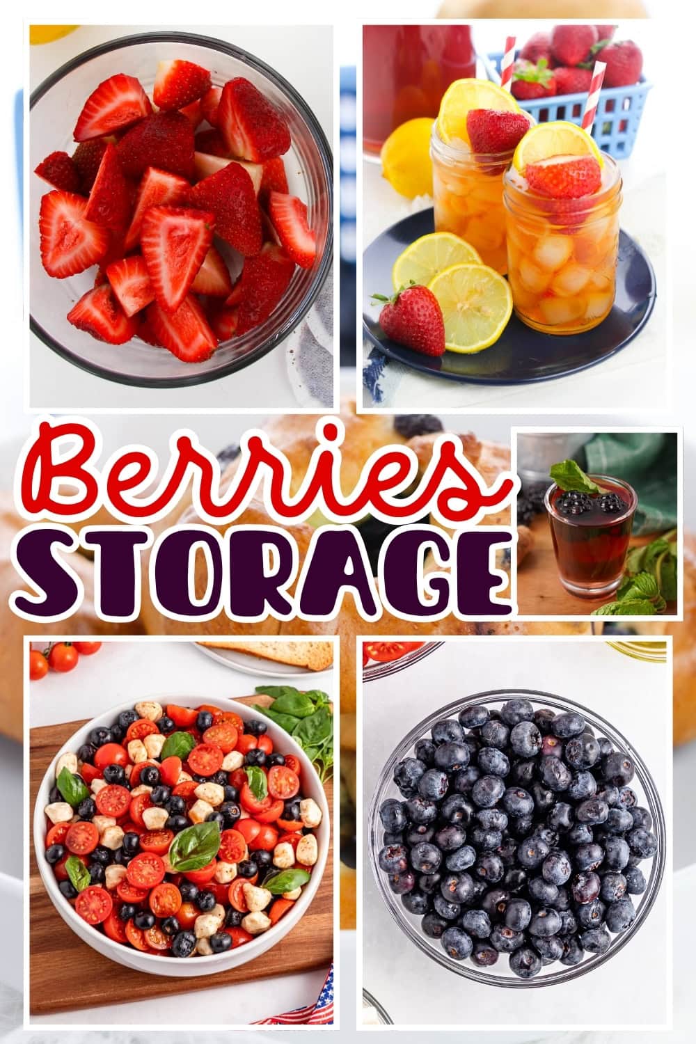 Bowls of fresh berries, and drinks with berries.