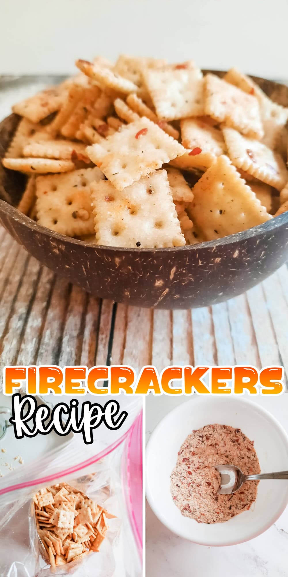 Bowl of seasoned crackers.