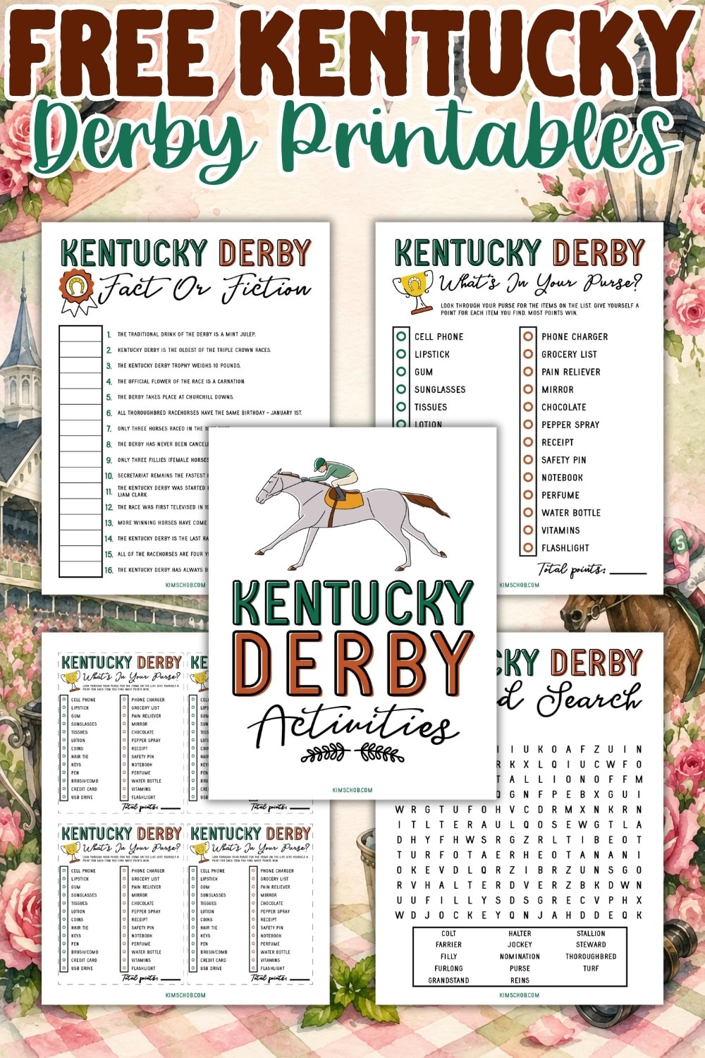 Kentucky Derby printables: trivia, activities, word search, and more for fun.