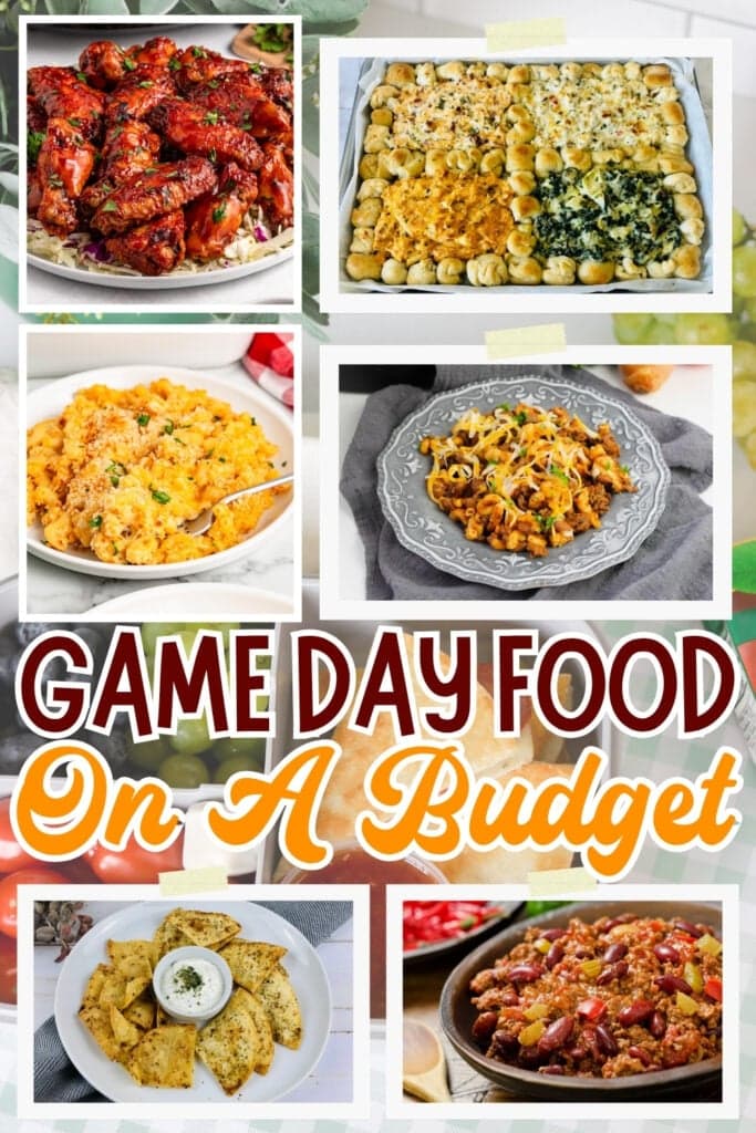 Game day foods like wings, pasta, nachos, and chili.