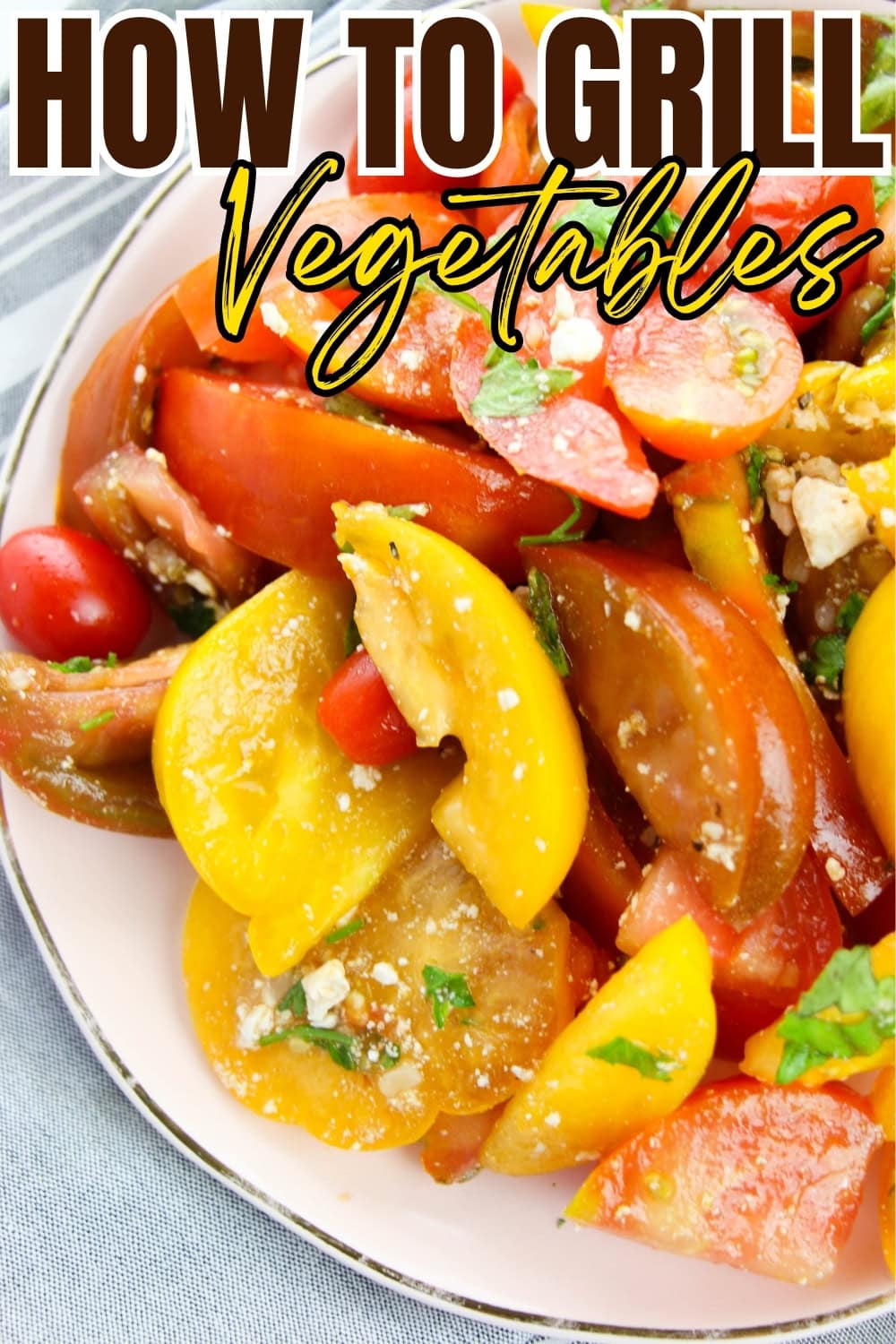 Grill vegetables by slicing, seasoning, and cooking on medium heat until tender.