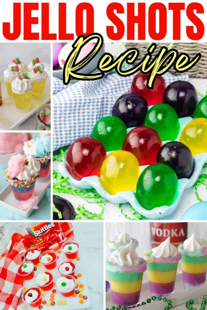 Colorful jello shots in various creative styles and presentations.