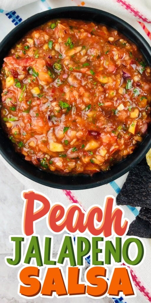 Bowl of peach jalapeno salsa.