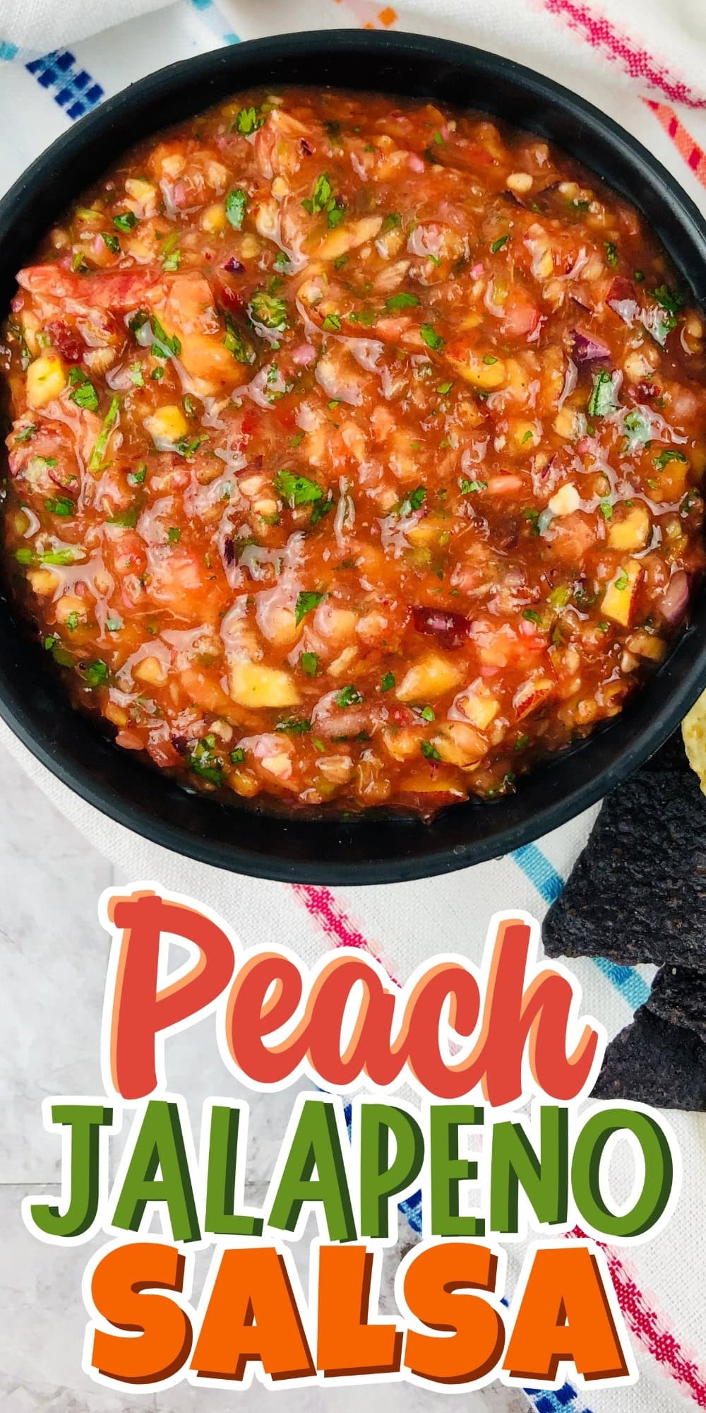 Bowl of peach jalapeno salsa.