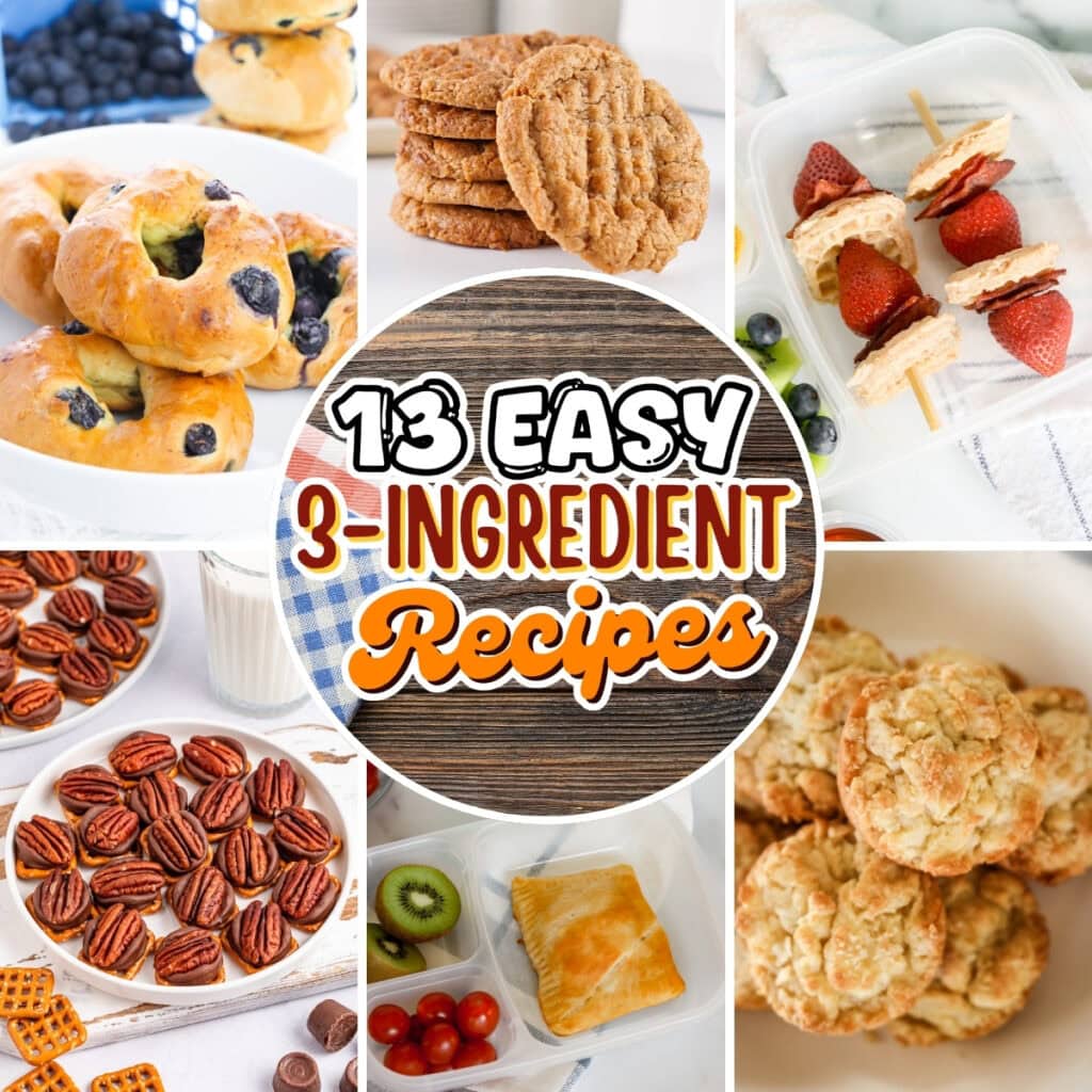 Simple three-ingredient recipes with cookies, snacks, and fruits.
