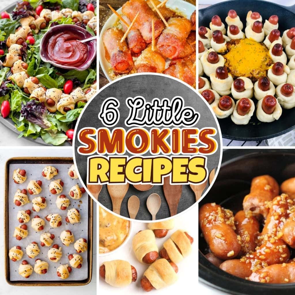 Six different mini sausage appetizer recipes.