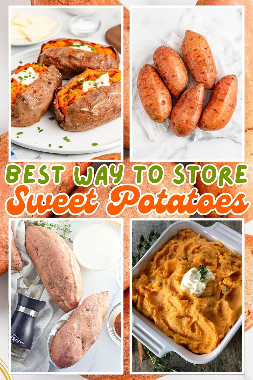 Sweet potatoes: whole, baked, and mashed.