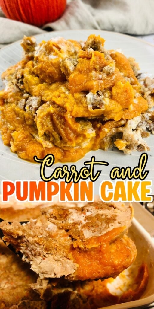 Carrot and pumpkin cake with a crumbly, spiced topping.
