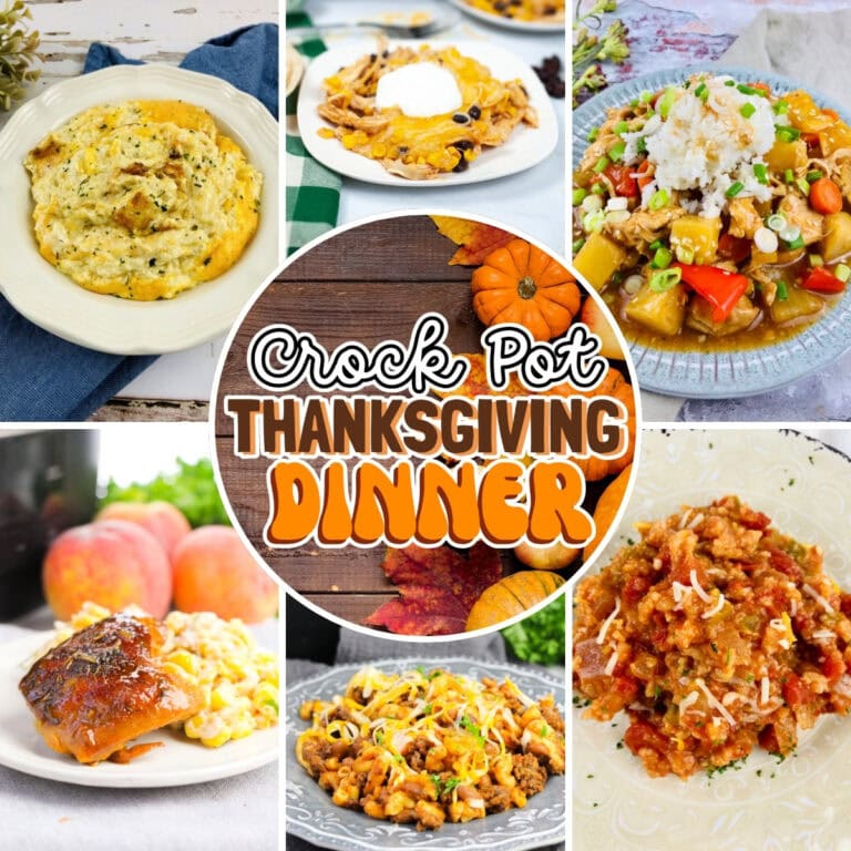 Thanksgiving dinner dishes with festive autumn decor.
