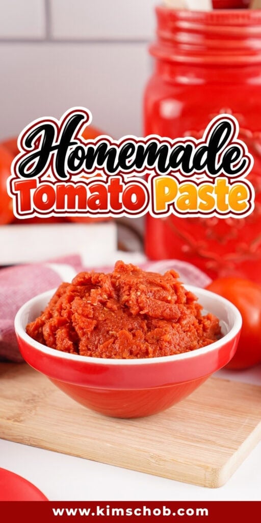 Red bowl of tomato paste.