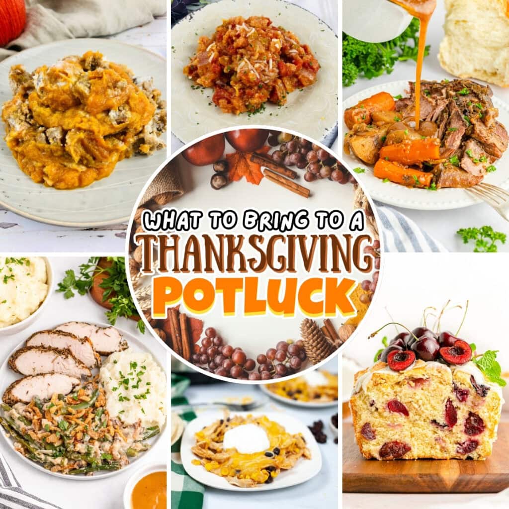 Thanksgiving potluck dishes.