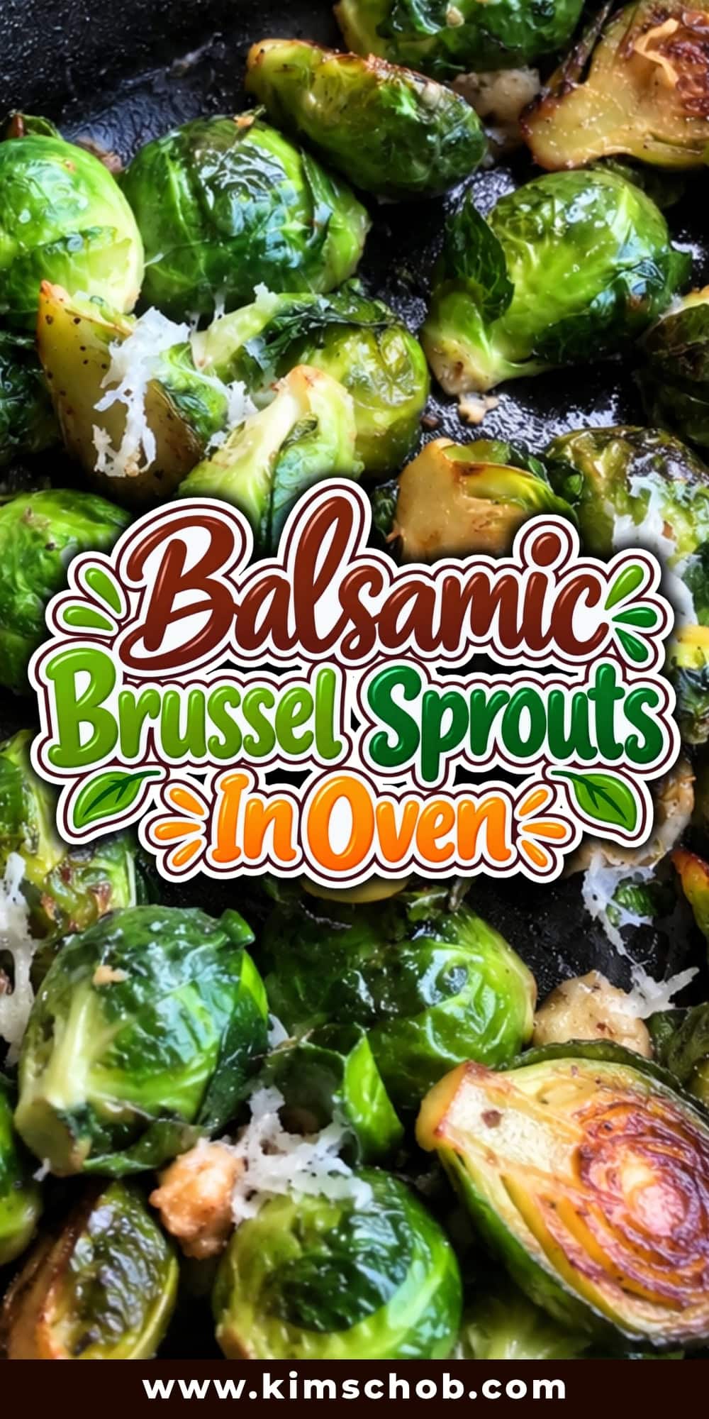 Roasted Brussels sprouts topped with shredded cheese in a skillet.