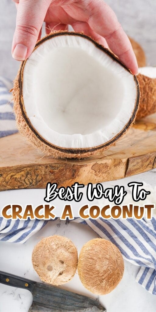 Hand holding half a coconut.