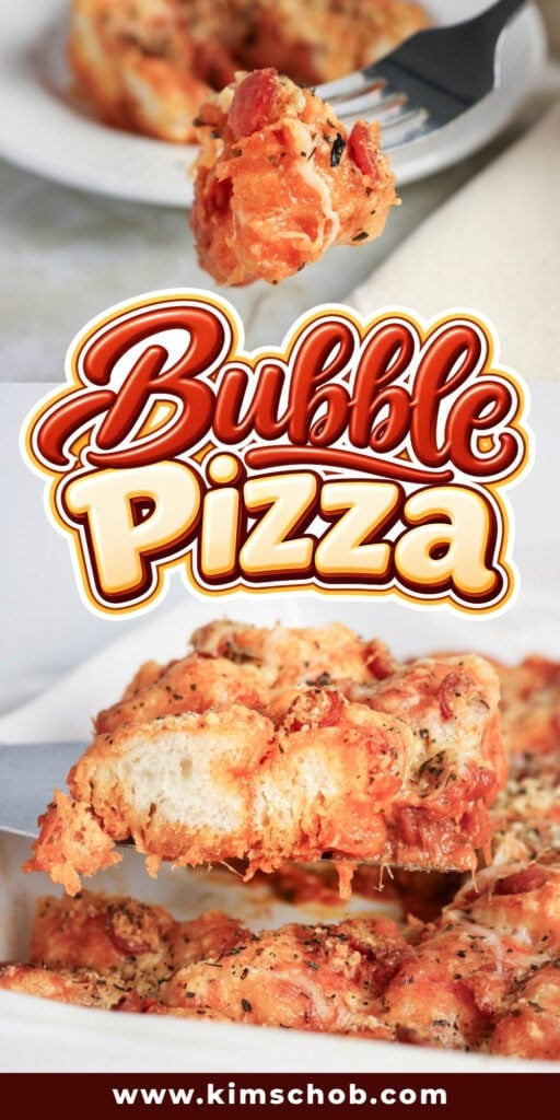A spatula lifting a piece of bubble pizza.