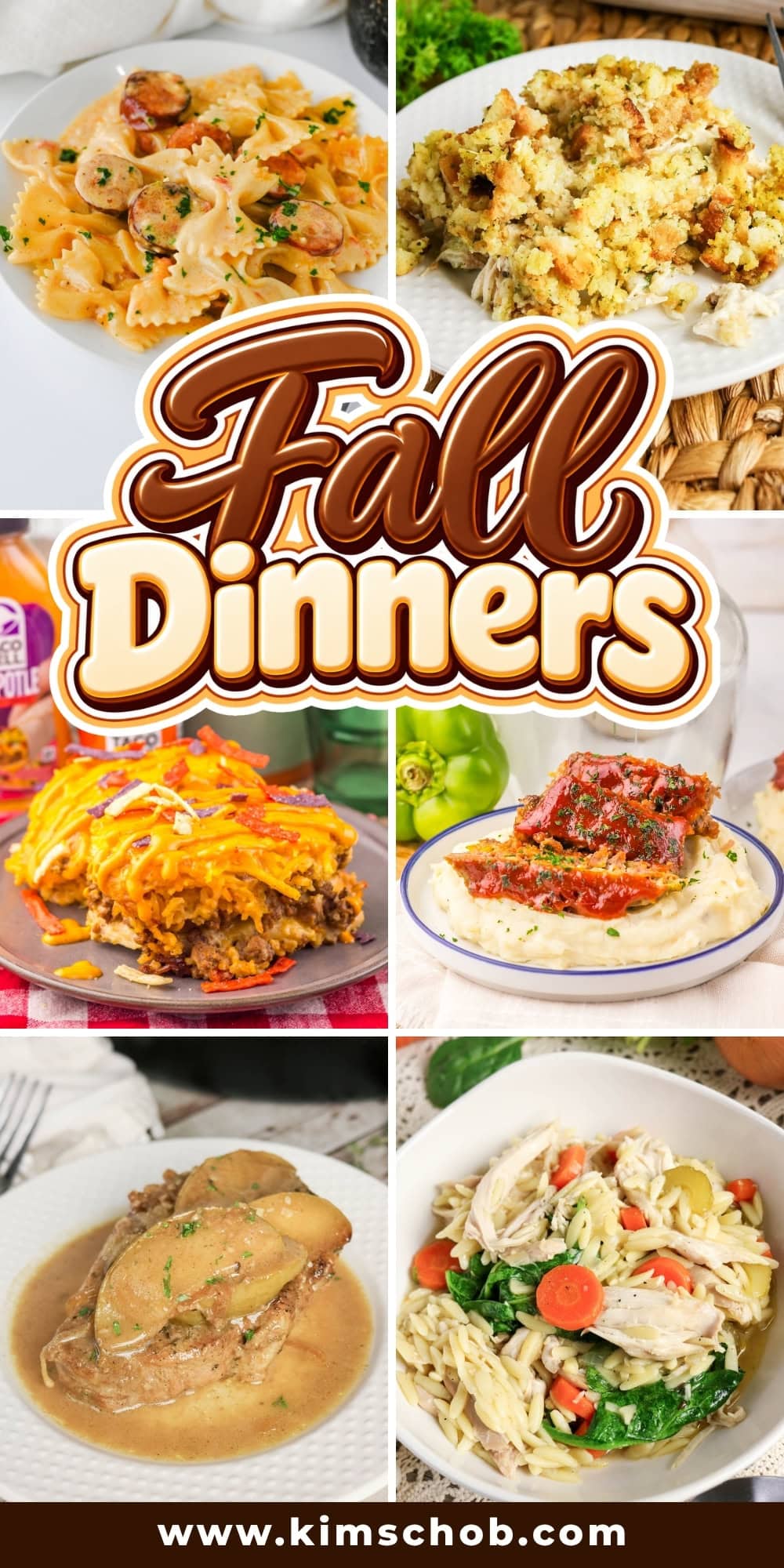 Six different fall dinner dishes.