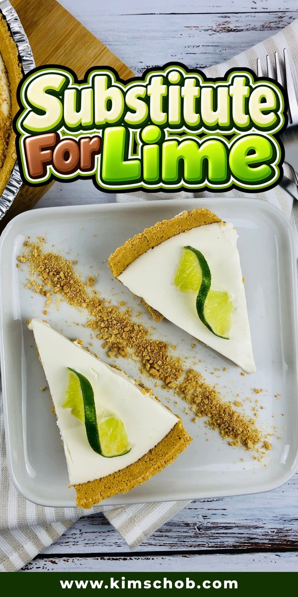 Two slices of lime pie on a white plate.