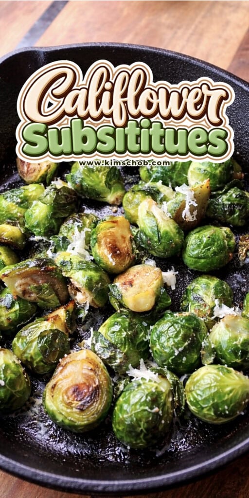 Roasted Brussels sprouts in a cast iron skillet.