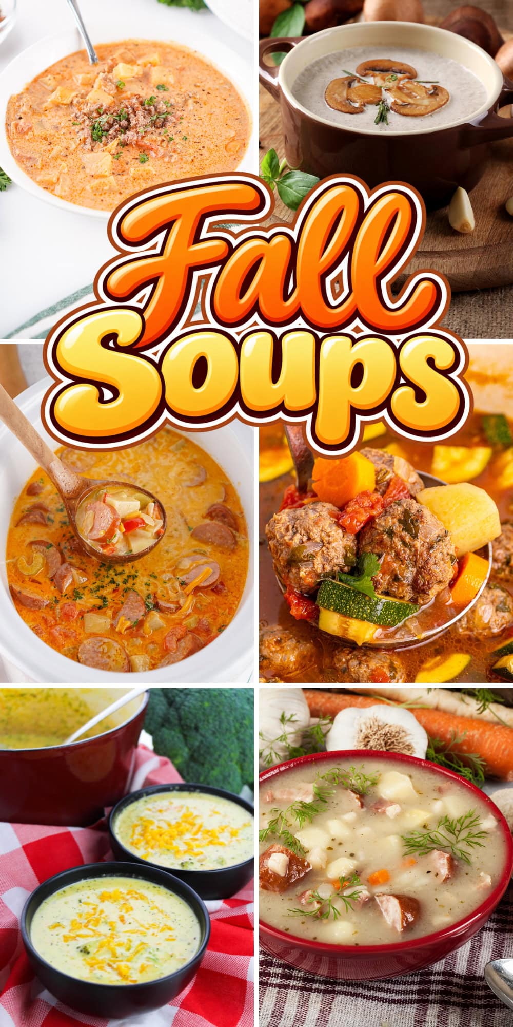 Various hearty fall soups.