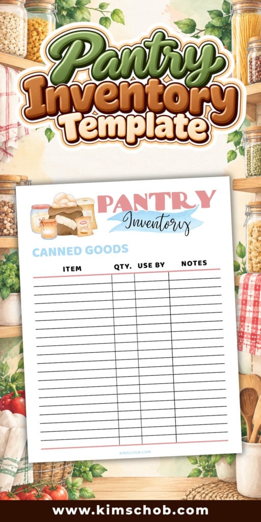 Pantry inventory tracker template for canned goods.