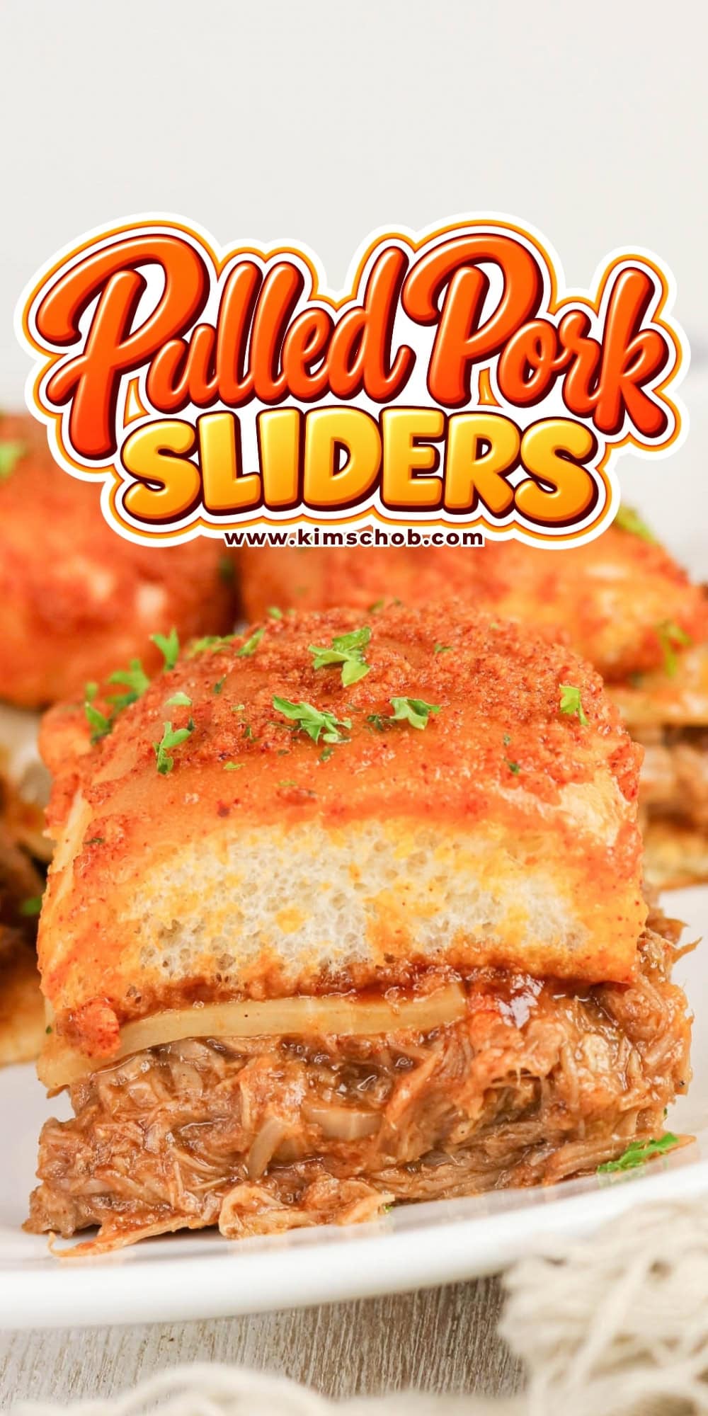 Pulled pork slider on a plate.